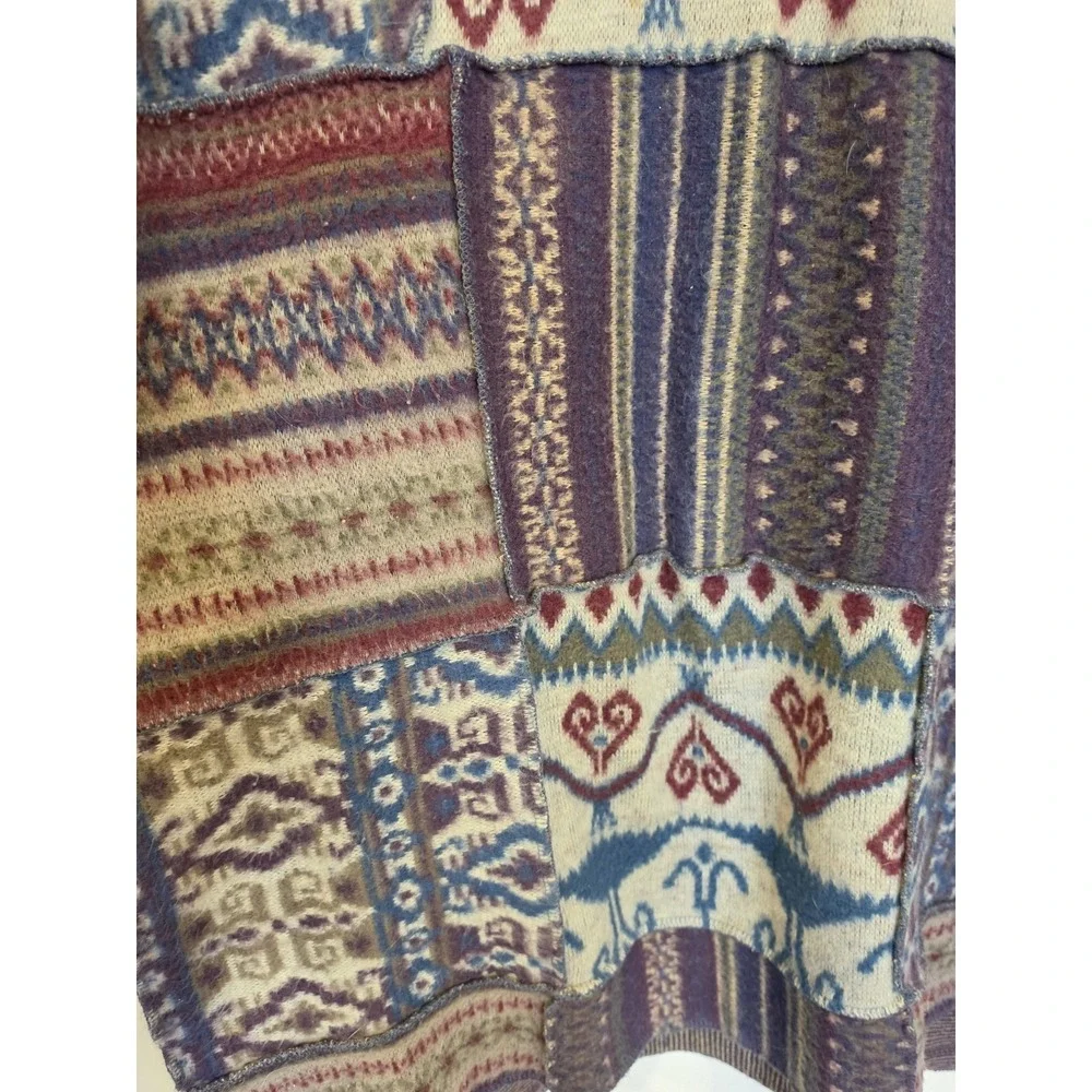 Vintage Men's Large Patchwork Sweater Oversized‎ Grunge Grandpa Indie Folk